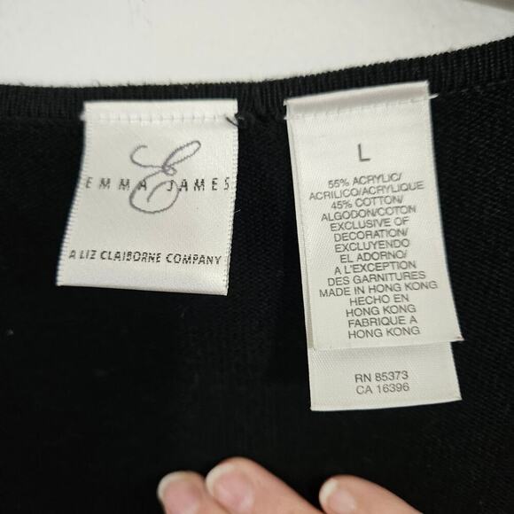 Floral Embroidery Black Snap Front Cardigan Womens Size Large - Picture 6 of 6